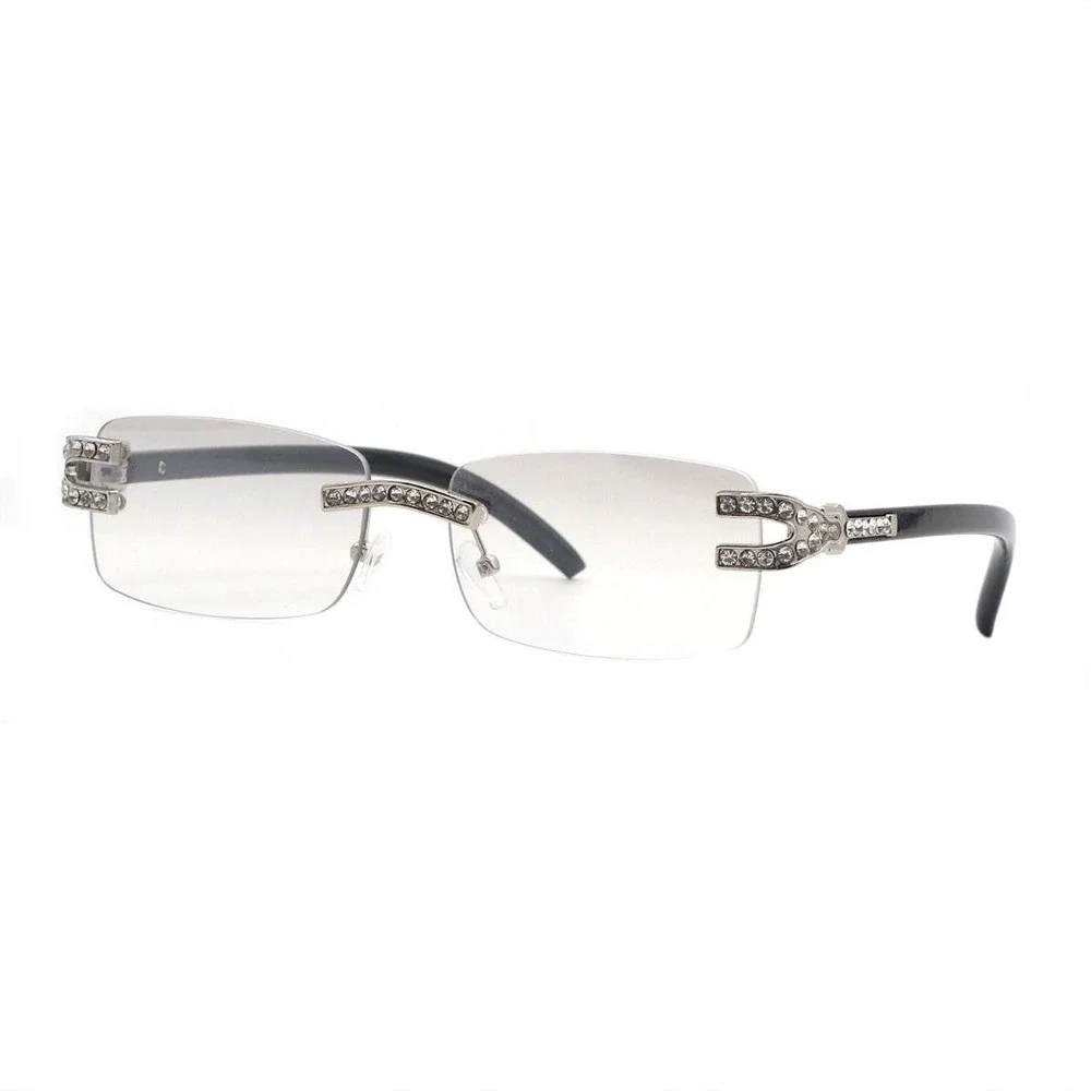Rimless Accent Sunglasses Women Tinted Gradient Lens Silver Frame Fashion‎ Lenes